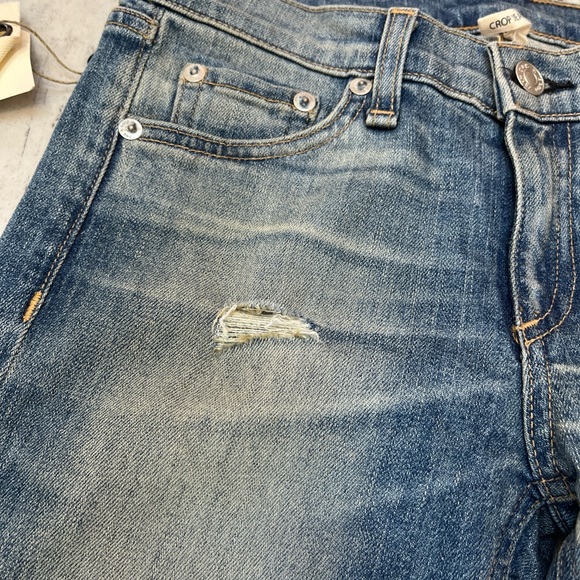 Rag & Bone Distressed Cropped Jeans Raw Hem Size 25 NWT - Picture 4 of 16